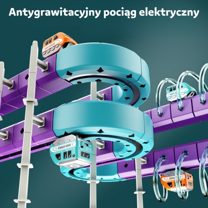 WOOPIE Zestaw Konstrukcyjny Magnetyczny Tor Kolejowy 38 el.