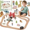 WOOPIE GREEN Wooden Zoo Train Set XL Magnetic Train Track 60 pcs FSC