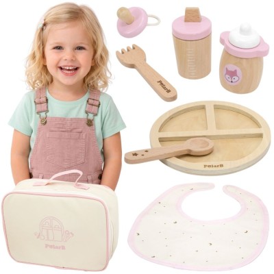Doll feeding set - wooden, pastel, cute VIGA