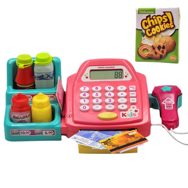 WOOPIE Pink Cash Register with Shelf and Accessories - Toy