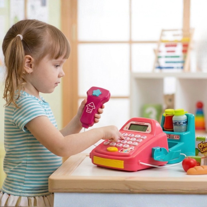 WOOPIE Pink Cash Register with Shelf and Accessories - Toy