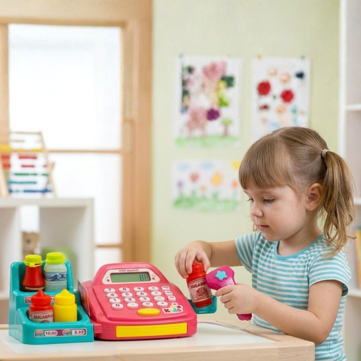 WOOPIE Pink Cash Register with Shelf and Accessories - Toy