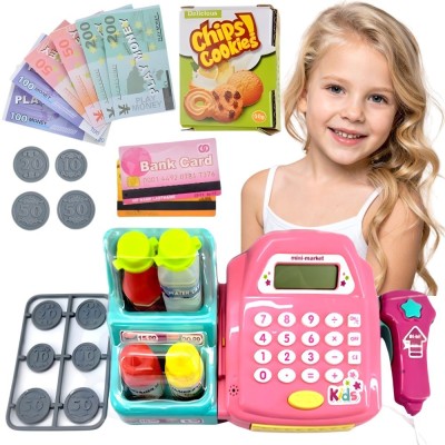 WOOPIE Pink Cash Register with Shelf and Accessories - Toy