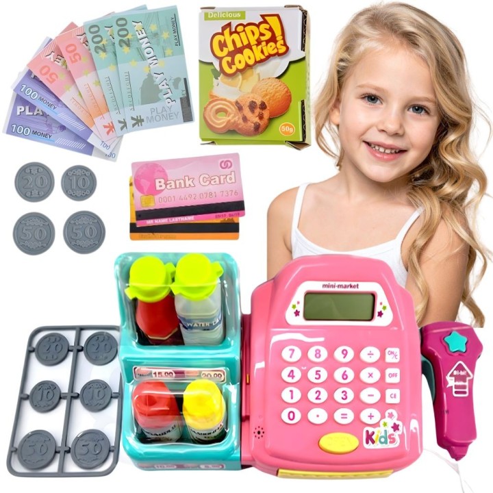WOOPIE Pink Cash Register with Shelf and Accessories - Toy