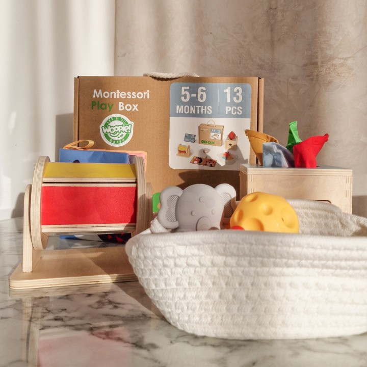Pudełko Montessori 6w1 Sensoryczne 5-6 miesięcy WOOPIE GREEN – XXL Box