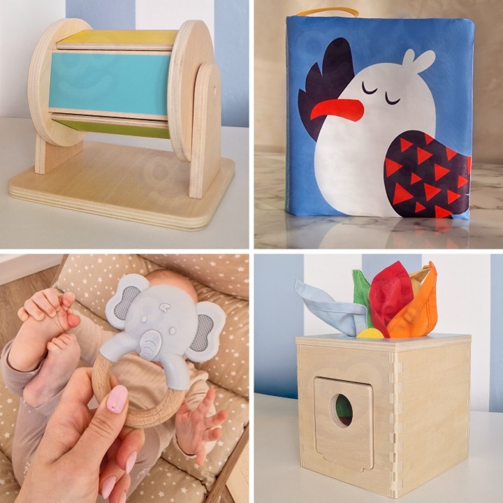 Pudełko Montessori 6w1 Sensoryczne 5-6 miesięcy WOOPIE GREEN – XXL Box