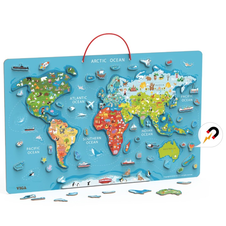 Viga 2in1 Educational Board with Magnetic Montessori World Map