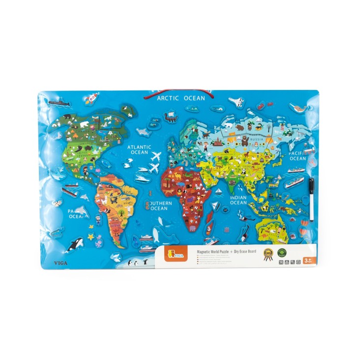 Viga 2in1 Educational Board with Magnetic Montessori World Map