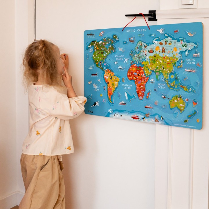 Viga 2in1 Educational Board with Magnetic Montessori World Map