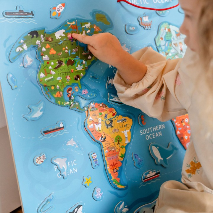 Viga 2in1 Educational Board with Magnetic Montessori World Map