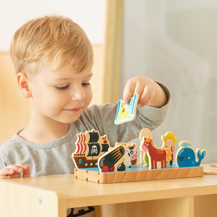Drewniana układanka 2w1 nauka odległości Viga - edukacja Montessori