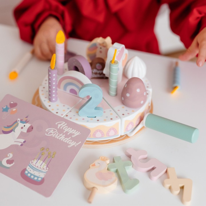 WOOPIE GREEN Wooden Birthday Cake for Cutting with Velcro