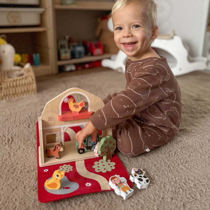 Moja Pierwsza Farma Drewniany Zestaw WOOPIE– Edukacyjna Zabawa 18m+