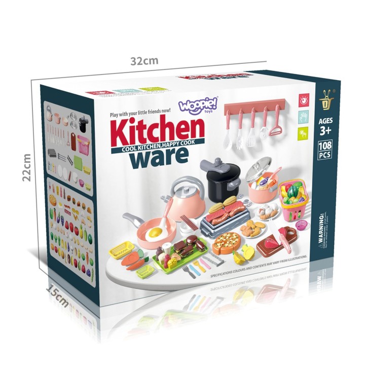 WOOPIE Kitchen Set 108 Pieces - Accessories for Cooking Fun