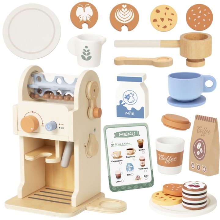 Wooden Coffee Machine Barista Accessories Tooky Toy - Play House!