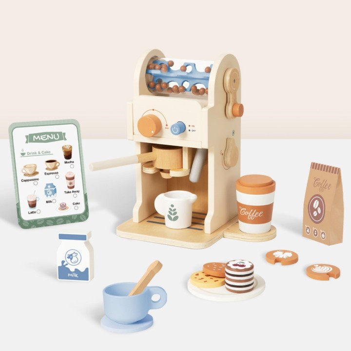 Wooden Coffee Machine Barista Accessories Tooky Toy - Play House!