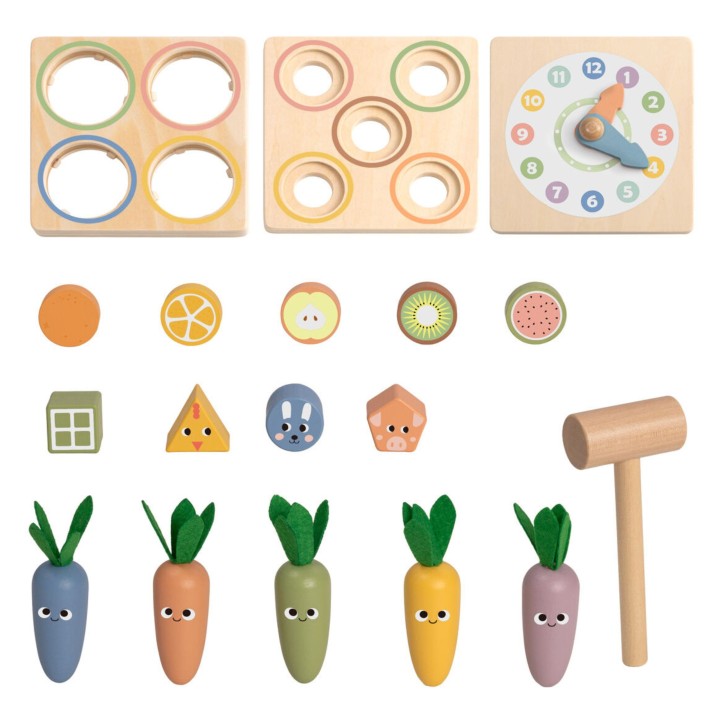 Drewniana Kostka Edukacyjna 5w1 Tooky Toy - sorter i zegar dla dziecka