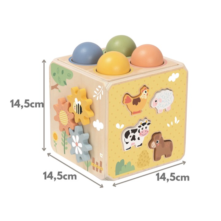 Drewniana Kostka Edukacyjna 5w1 Tooky Toy - sorter i zegar dla dziecka