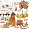 TOOKY TOY Wooden Farm Train Set 48 pcs.