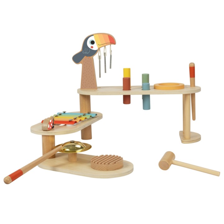 Tooky Toy Educational Music Table Wooden Instruments 8 pcs.