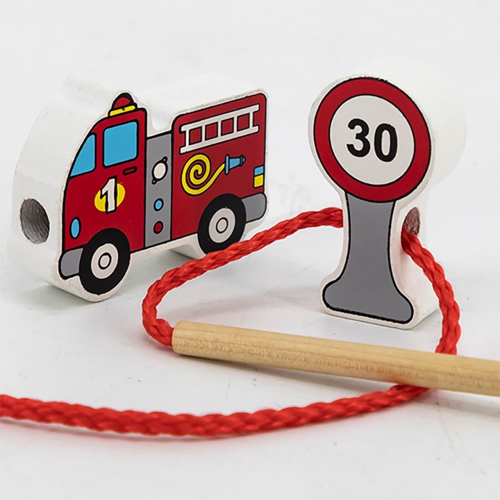 VIGA Wooden Blocks Interlacing Lace Cars Toys