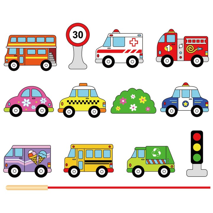 VIGA Wooden Blocks Interlacing Lace Cars Toys