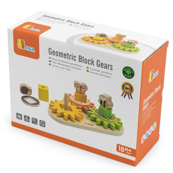 VIGA Wooden Gear Sorter "Shapes and Mechanisms"