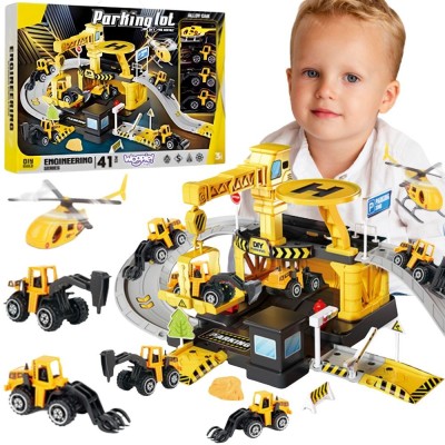 Construction Company Parking Lot with Cars and a Helicopter - Fun with Woopie