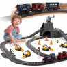 WOOPIE Electric Train Track Retro Train Locomotive + 2 Wagons – 76-piece Set