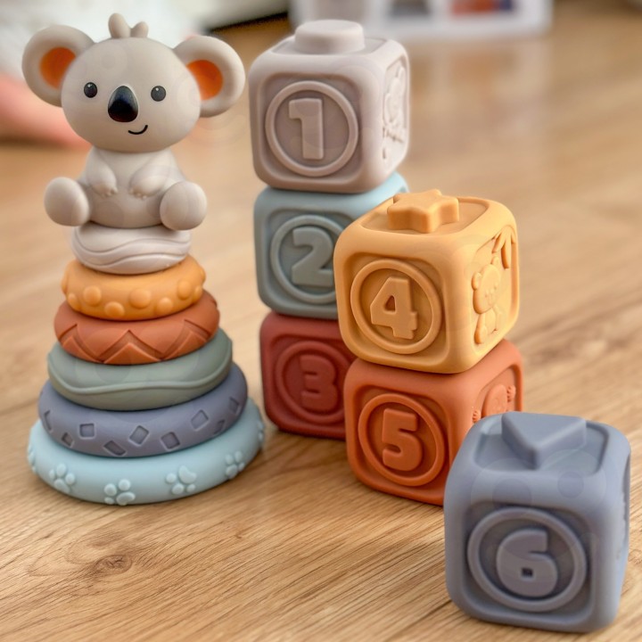 Miękkie Klocki Sensoryczne WOOPIE BABY 3w1 Miś - Bezpieczeństwo i Zabawa