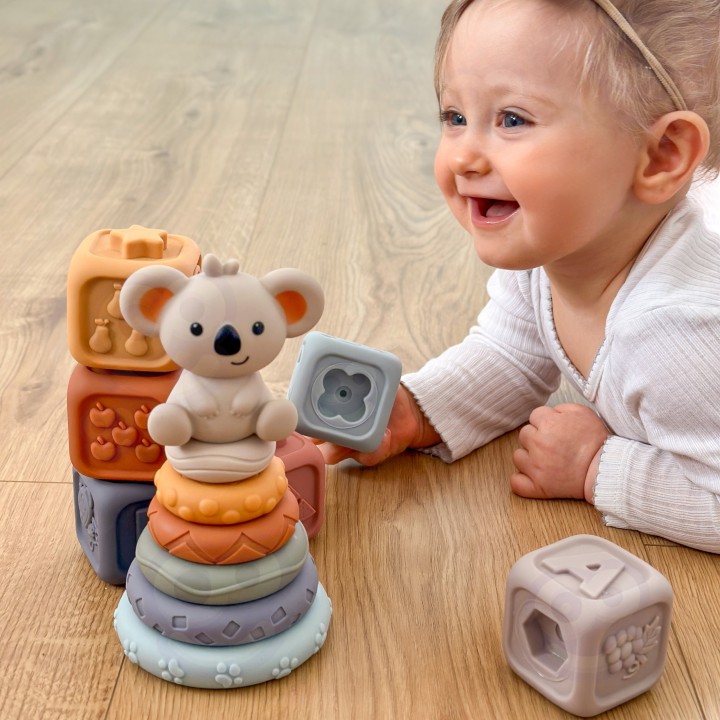 Miękkie Klocki Sensoryczne WOOPIE BABY 3w1 Miś - Bezpieczeństwo i Zabawa