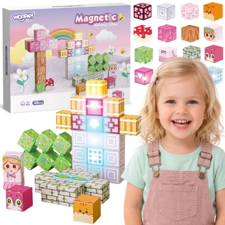 Woopie Magnetic Blocks 48 Pieces | Montessori 3D Puzzle