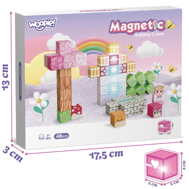 Woopie Magnetic Blocks 48 Pieces | Montessori 3D Puzzle