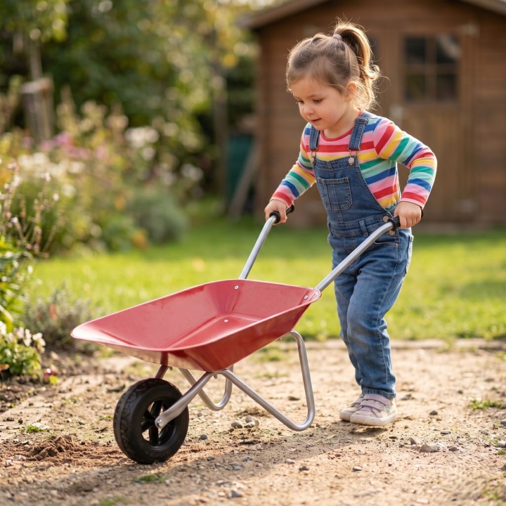 CLASSIC WORLD EDU Metal Wheelbarrow for Sandbox and Garden
