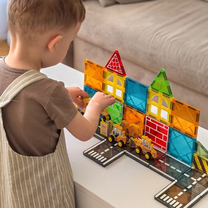 Woopie Construction Vehicle Magnetic Building Block Set