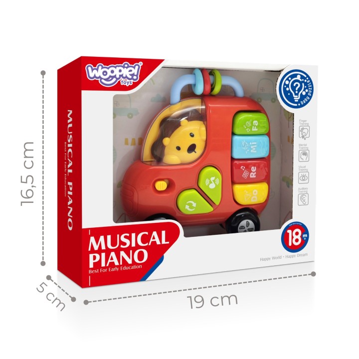 WOOPIE Pianinko Interaktywne Autobus Lew Muzyczna Zabawka 18m+