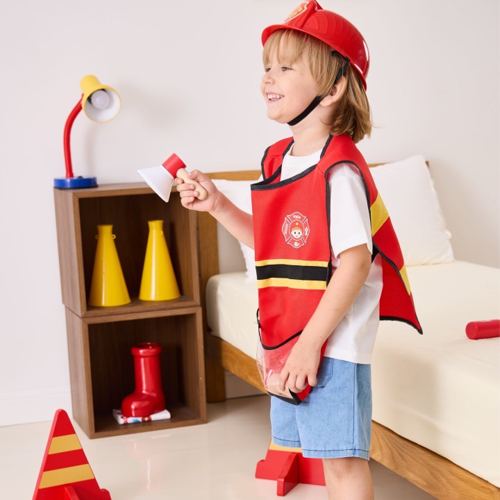 VIGA Little Firefighter Set with Vest | 8 Wooden Accessories