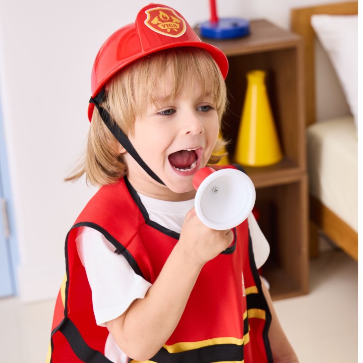 VIGA Little Firefighter Set with Vest | 8 Wooden Accessories