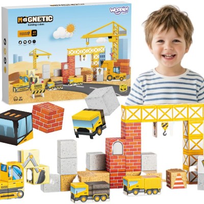 WOOPIE Magnetyczne kostki konstrukcyjne Plac Budowy 72 el.