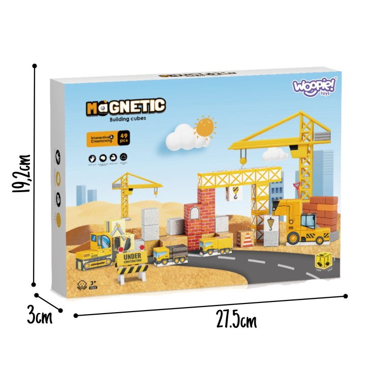 WOOPIE Magnetyczne kostki konstrukcyjne Plac Budowy 72 el.