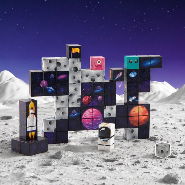 WOOPIE Magnetyczne kostki konstrukcyjne Kosmos 74 el.