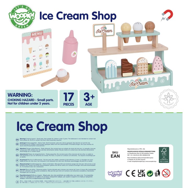 WOOPIE GREEN Drewniana Lodziarnia 16 el. - Zestaw z Lodami