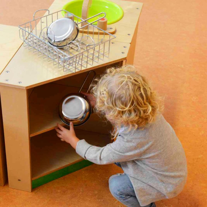 MASTERKIDZ Drewniana Szafka Kuchenna Narożna dla Dzieci - Zabawka