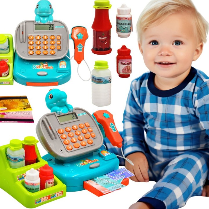 WOOPIE DINO Cash Register with Shelf Blue - Toys for Children