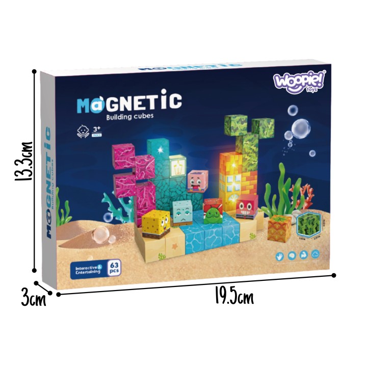Woopie Klocki Magnetyczne 63 el. | Oceaniczna Przygoda 3D