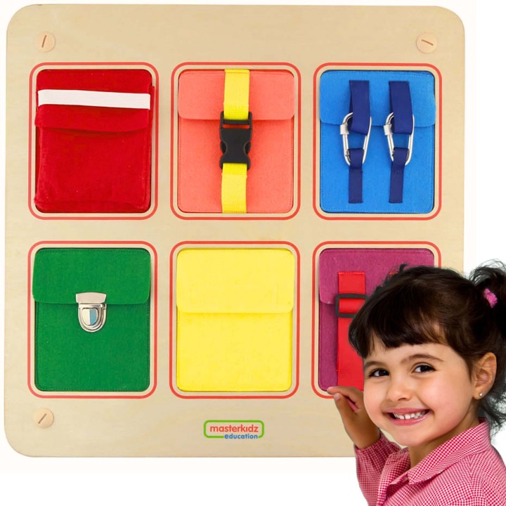 Wooden Manipulative Board MASTERKIDZ - Flex with Buckles