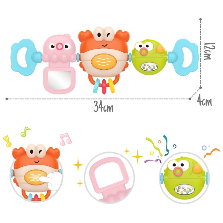 WOOPIE Sensory Panel for Stroller Playing Crab Mirror 6m+
