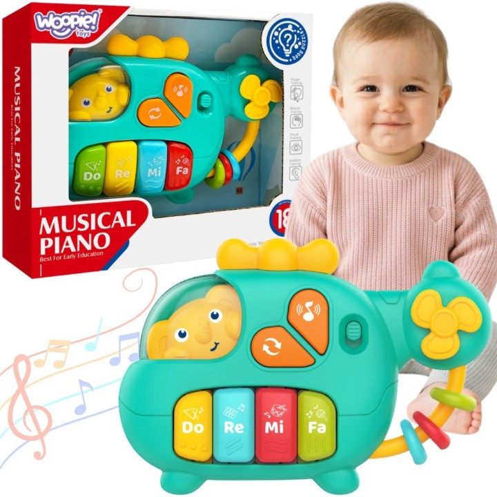 WOOPIE Interactive Piano Helicopter Musical Elephant 18m+