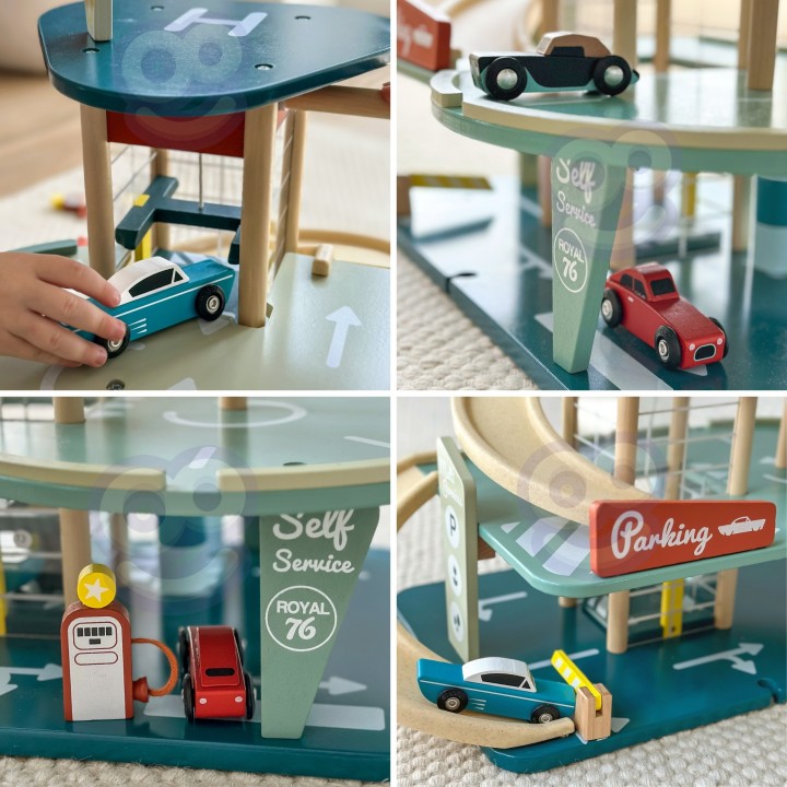 CLASSIC WORLD Multi-Story Parking with Cars, Helicopter and Car Wash