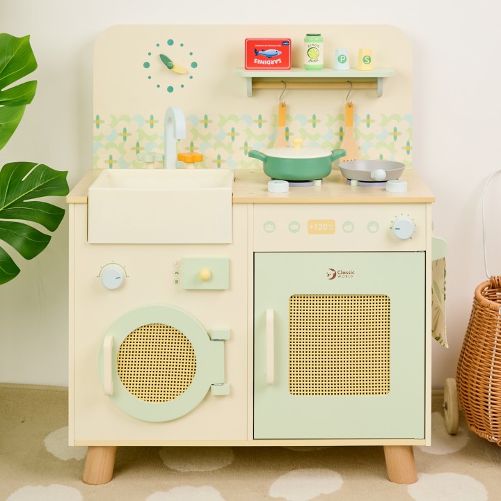 CLASSIC WORLD XXL Wooden Kitchen with Washing Machine and Accessories